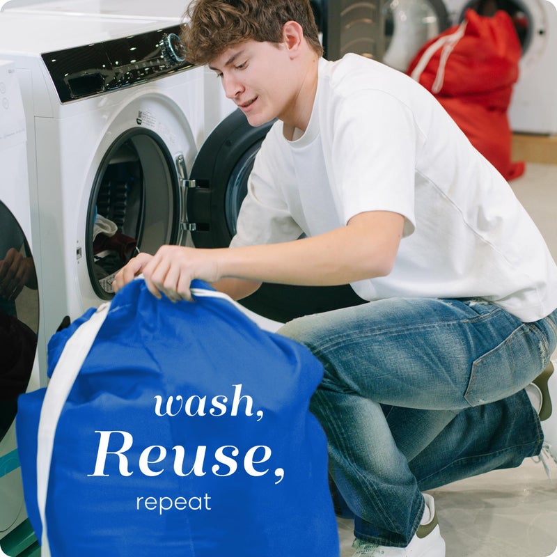 Handy Laundry Shoulder Strap Bag - Drawstring Locking Closure  Durable Nylon Material  Large Capacity  Heavy Duty Stitching  Perfect for Laundromat or College Dorm. (Blue | 30"" x 40"") - Image 5
